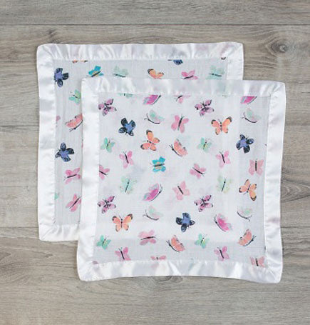 Lulujo Butterfly Cotton Security Blankets - 16 - 16"