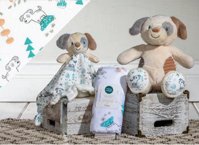 Lulujo Cotton Swaddle - Sparky Puppy - 40x40"