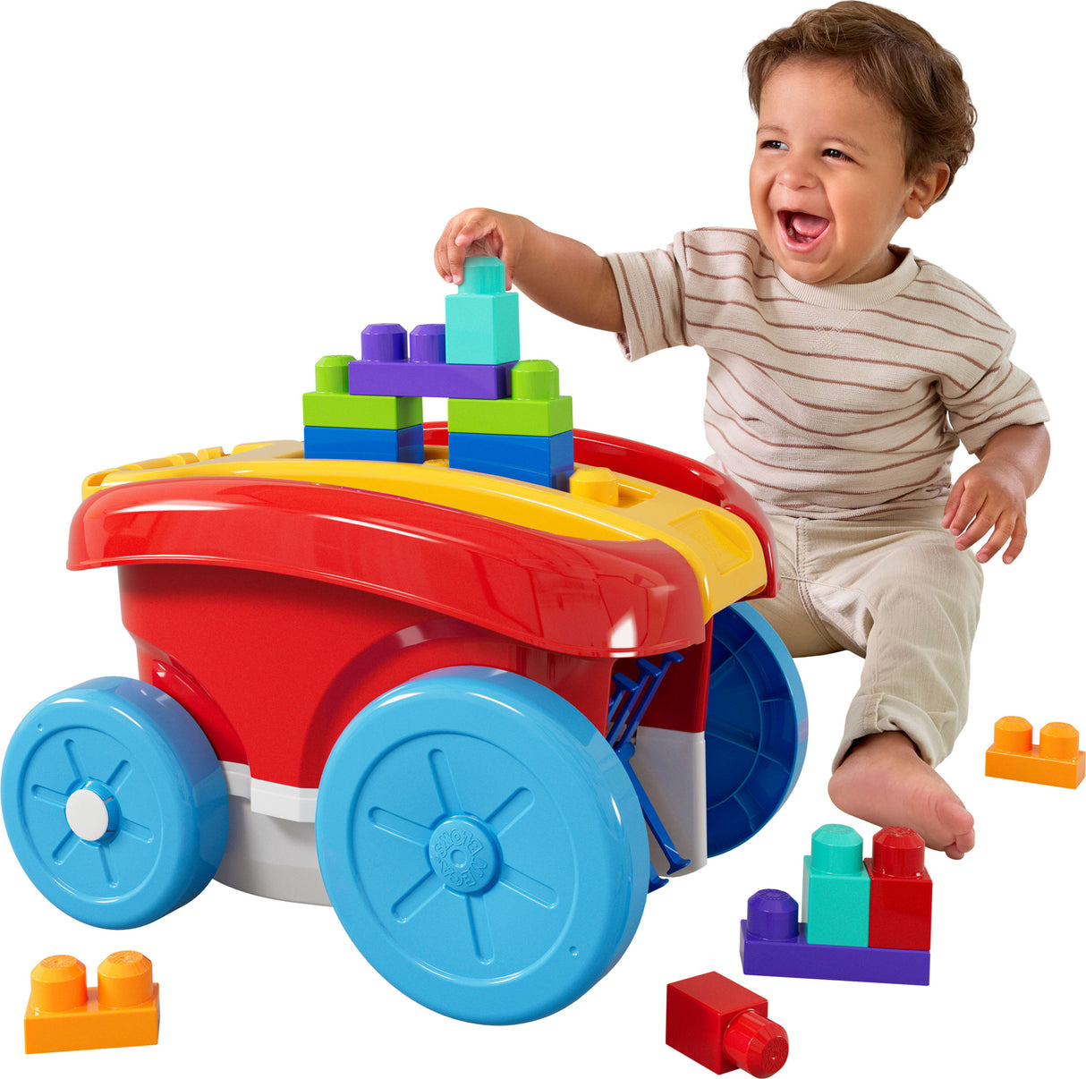 MEGA BLOKS First Builders Block Scooping Wagon with Storage (20 Pieces) for Toddlers