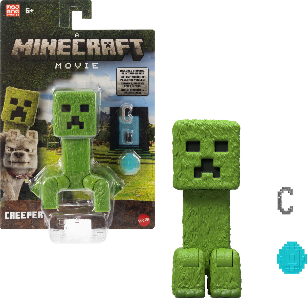 Minecraft Creeper Action Figure & Accessories, 4-inch Toy Set Inspired by A Minecraft Movie