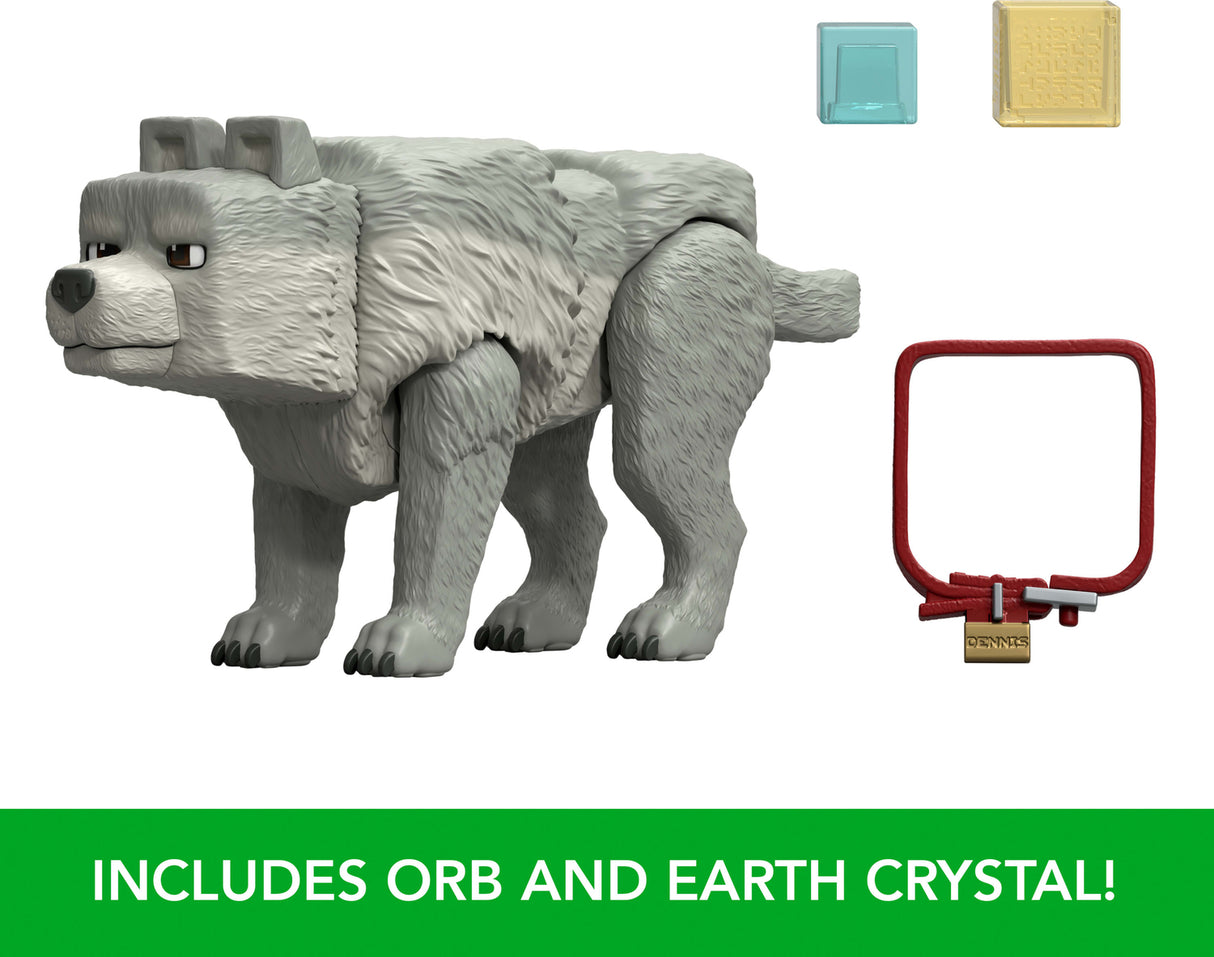 Minecraft Dennis the Wolf Action Figure & Accessories, 3.25-inch Toy Set Inspired by A Movie
