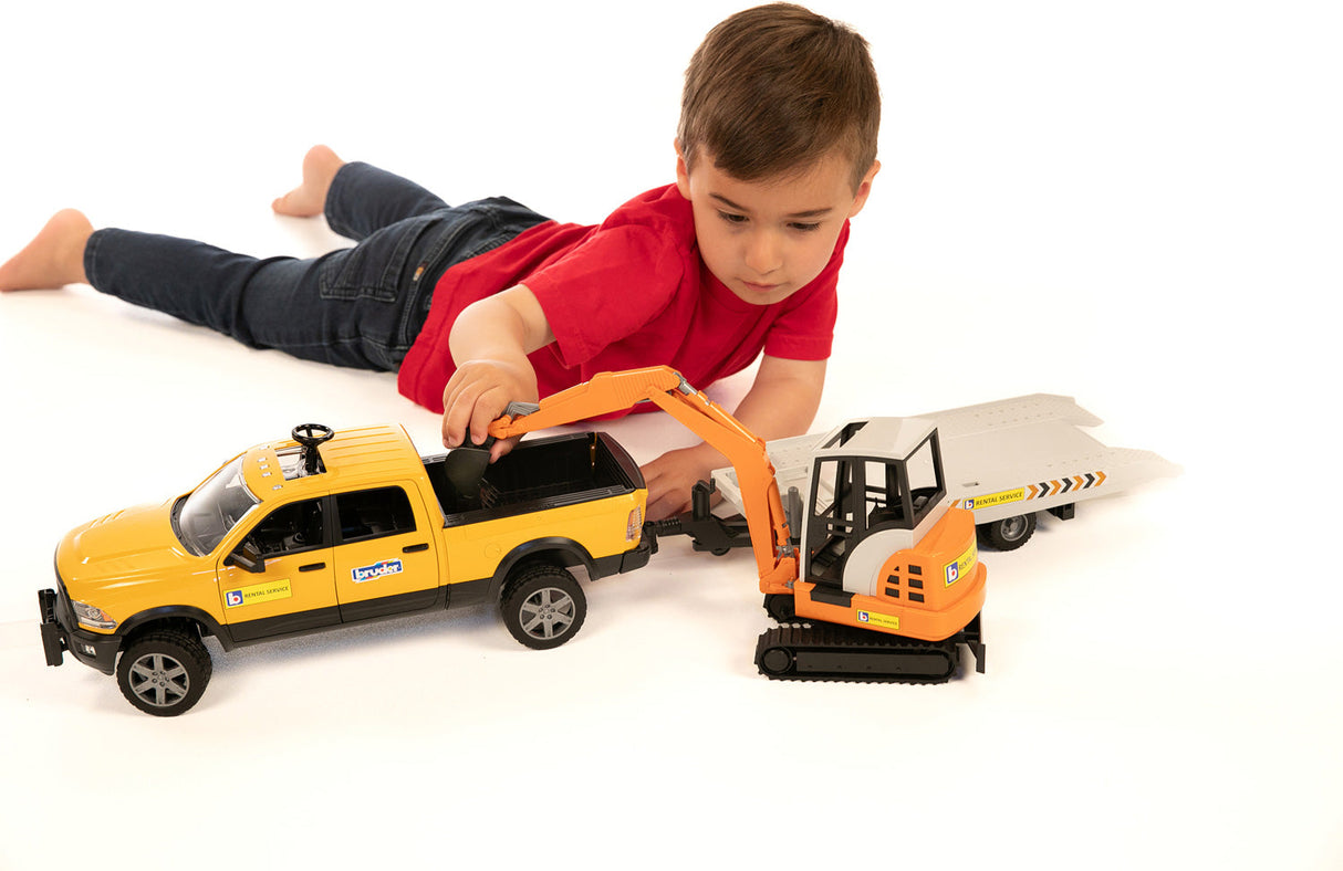 Bruder RAM Rental Service Truck with Mini Excavator