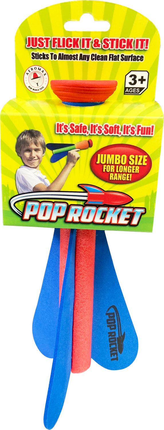 POP ROCKET, Super Sticky Foam Rocket - Carded - Red,Green,Blue