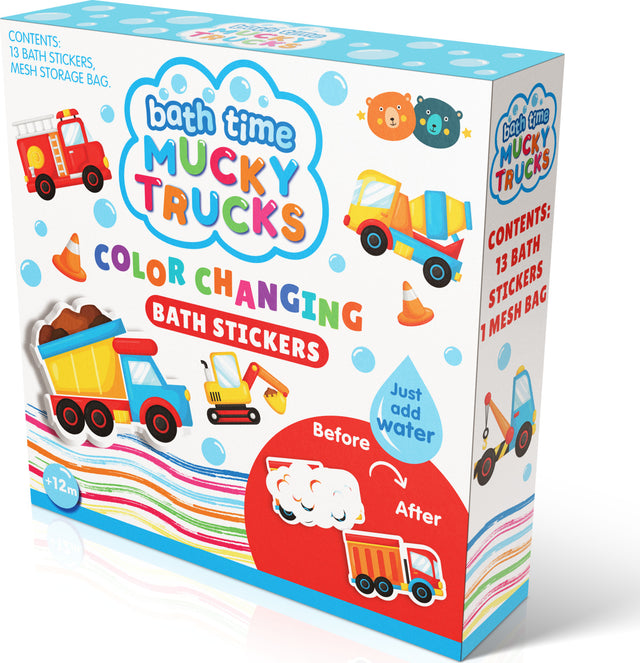 Colour Changing Bath Stickers - Mucky Trucks