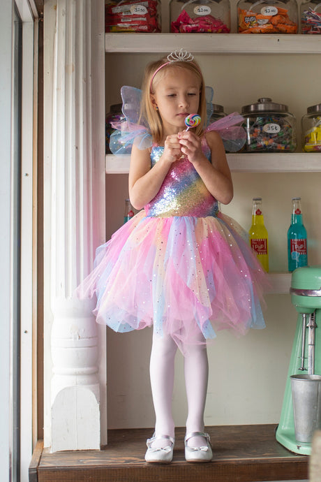 Rainbow Fairy Dress & Wings (Size 3-4)