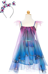 Blue Butterfly Twirl Dress with Wings and Headband (Size 3-4)