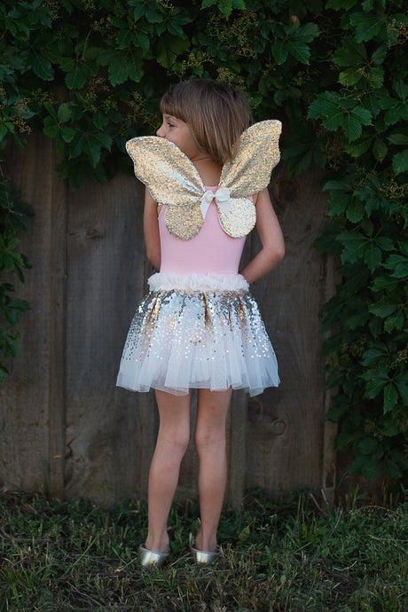 Gracious Gold Sequins Skirt, Wings, & Wand