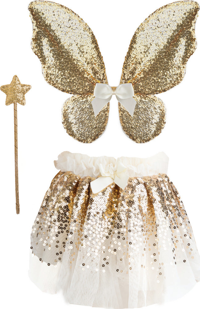 Gracious Gold Sequins Skirt, Wings, & Wand