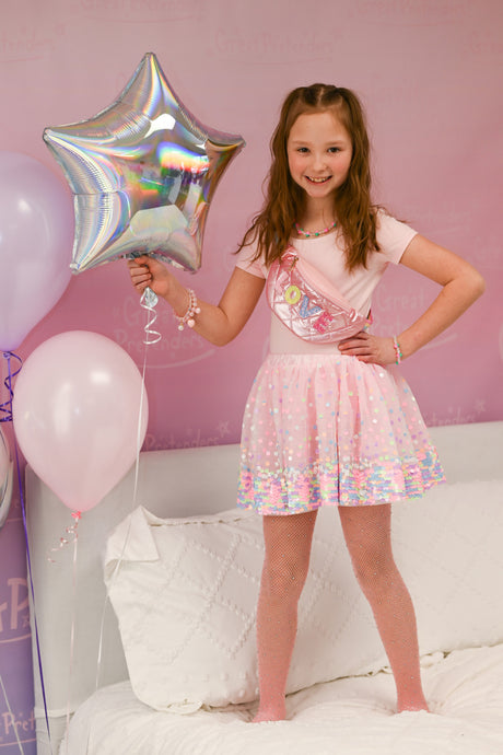 Neon Pink Party Fun Sequins Skirt (size 4-6)