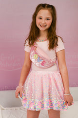 Neon Pink Party Fun Sequins Skirt (size 4-6)