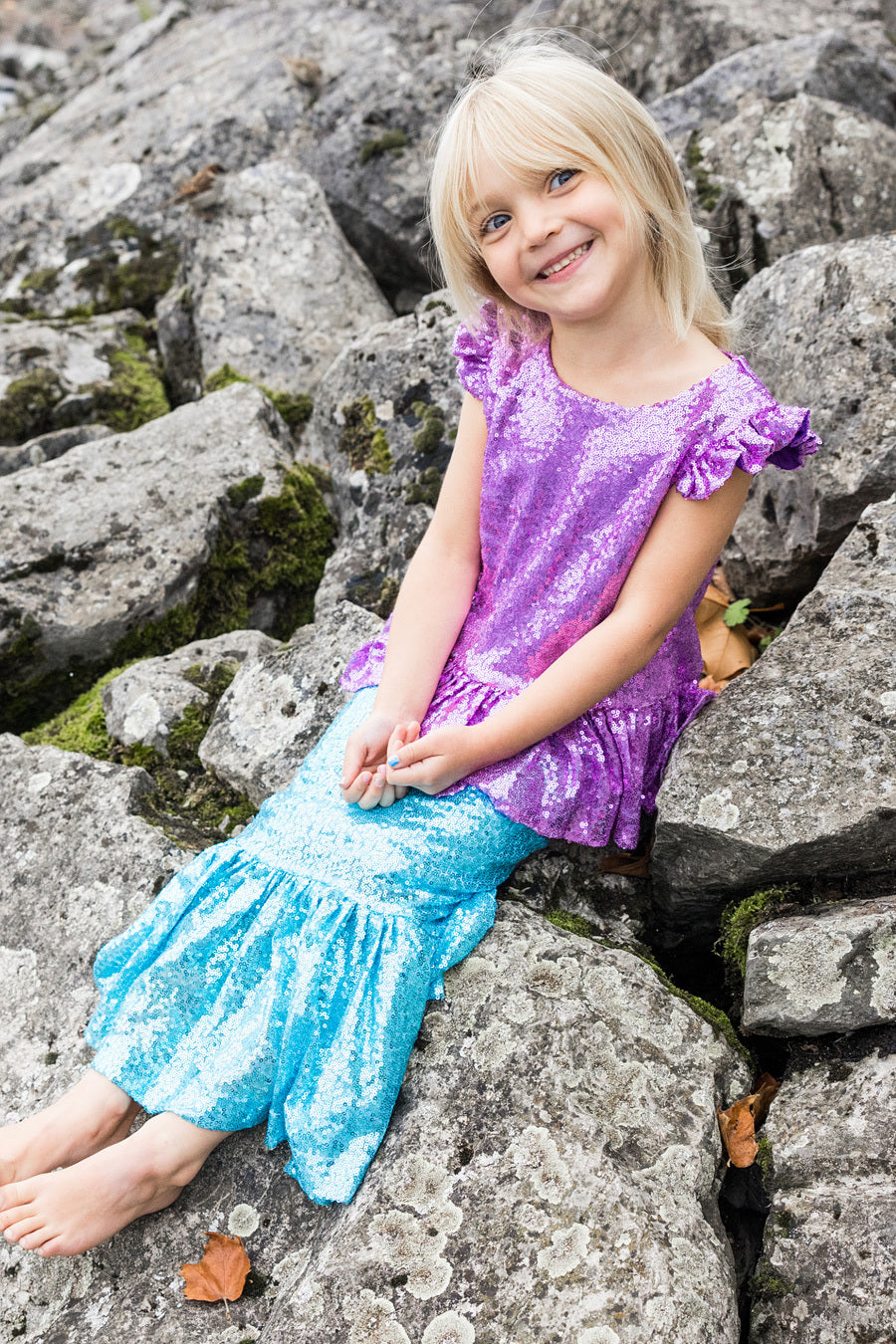 Sequins Sparkle Mermaid Top & Skirt Set (size 3-4)