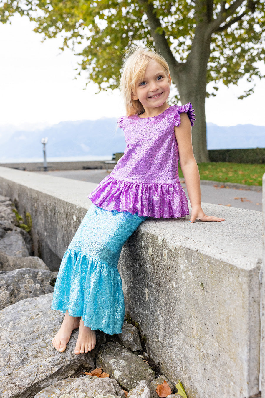 Sequins Sparkle Mermaid Top & Skirt Set (size 3-4)