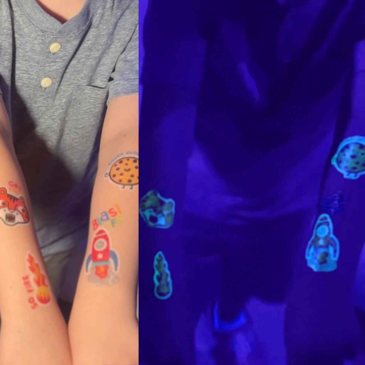 Tattoo-Palooza Glow in the Dark Temporary Tattoos - Bright & Funny - 3 Sheets