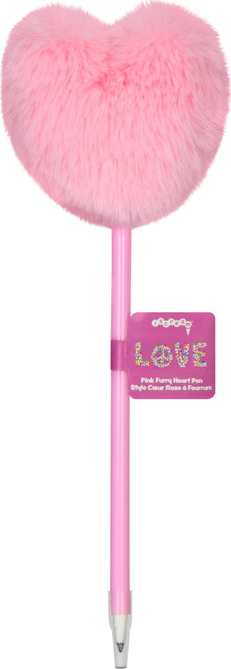 Pink Furry Heart Pen 