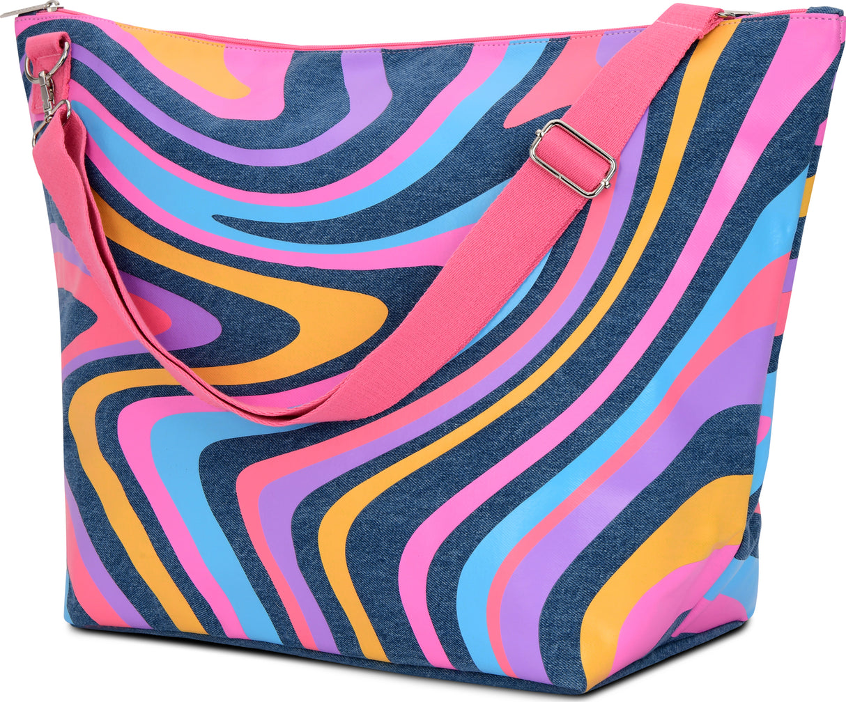 Color Swirl Denim Weekender