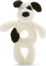 Bashful Black & Cream Puppy Ring Rattle