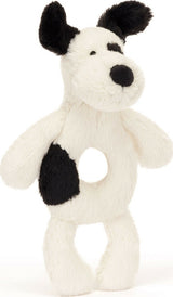 Bashful Black and Cream Puppy Ring Rattle