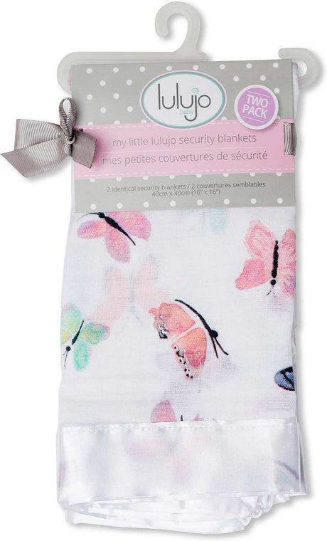 Lulujo Butterfly Cotton Security Blankets - 16 - 16"