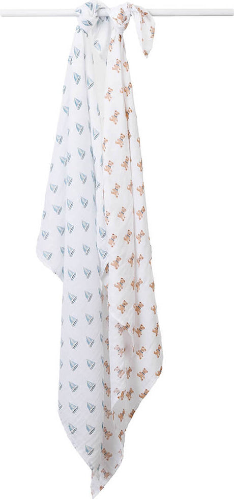 Lulujo Cotton Swaddles - Vintage Teddy Bears & Sailboats - 40x40"