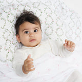 Lulujo Cotton Swaddles - Bows & Rose Trellis - 40x40"