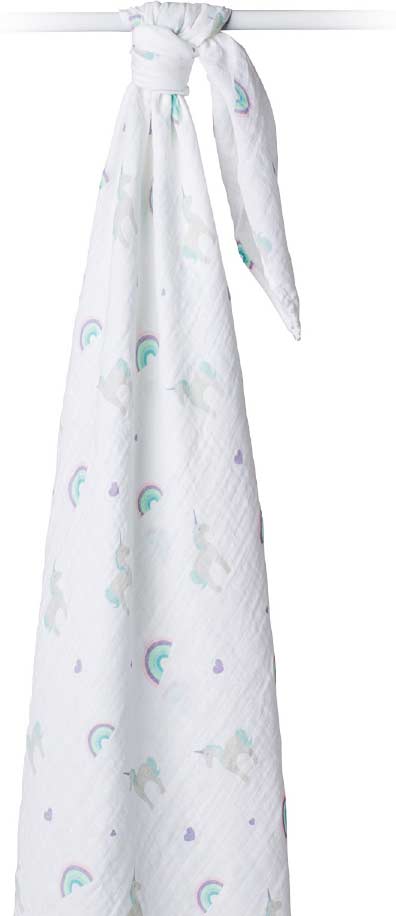 Lulujo Rainbows & Unicorns Cotton Swaddle - 47x47"