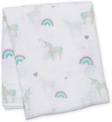 Lulujo Rainbows & Unicorns Cotton Swaddle - 47x47"