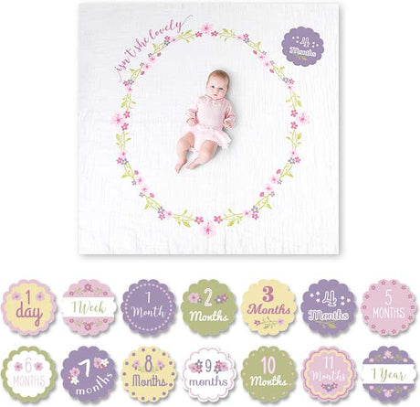 Lulujo "Isn't She Lovely" Baby's First Year Blanket & Cards Set