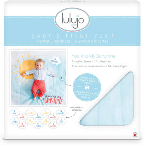 Lulujo "You Are My Sunshine" Baby's First Year Blanket & Cards Set