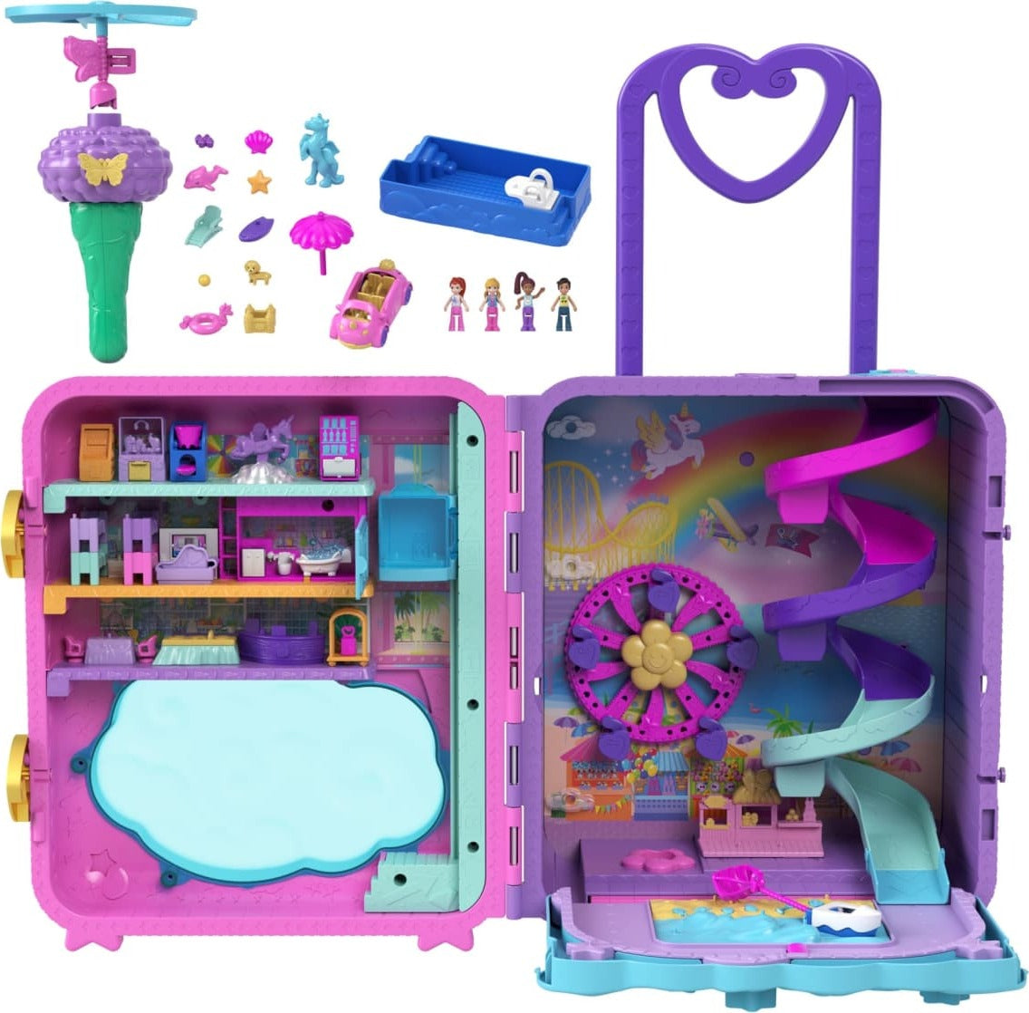 Polly Pocket Dolls Pollyville Resort Roll Away Playset