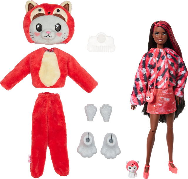 Barbie Cutie Reveal Kitten in a Red Panda Doll