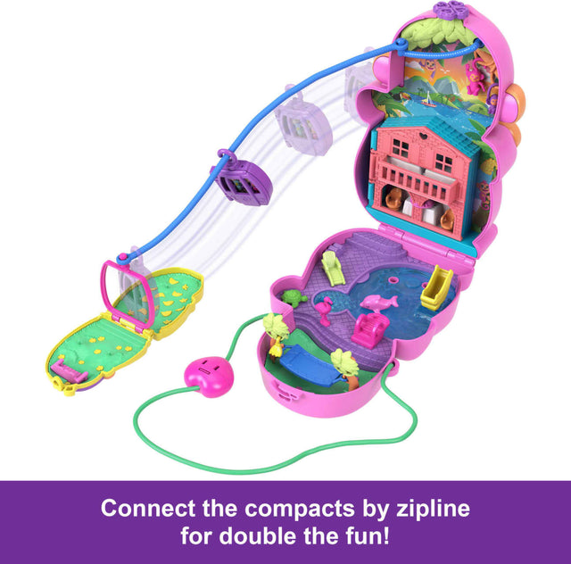 Polly Pocket Momma Monkey & Baby Playset with 2 Micro Dolls