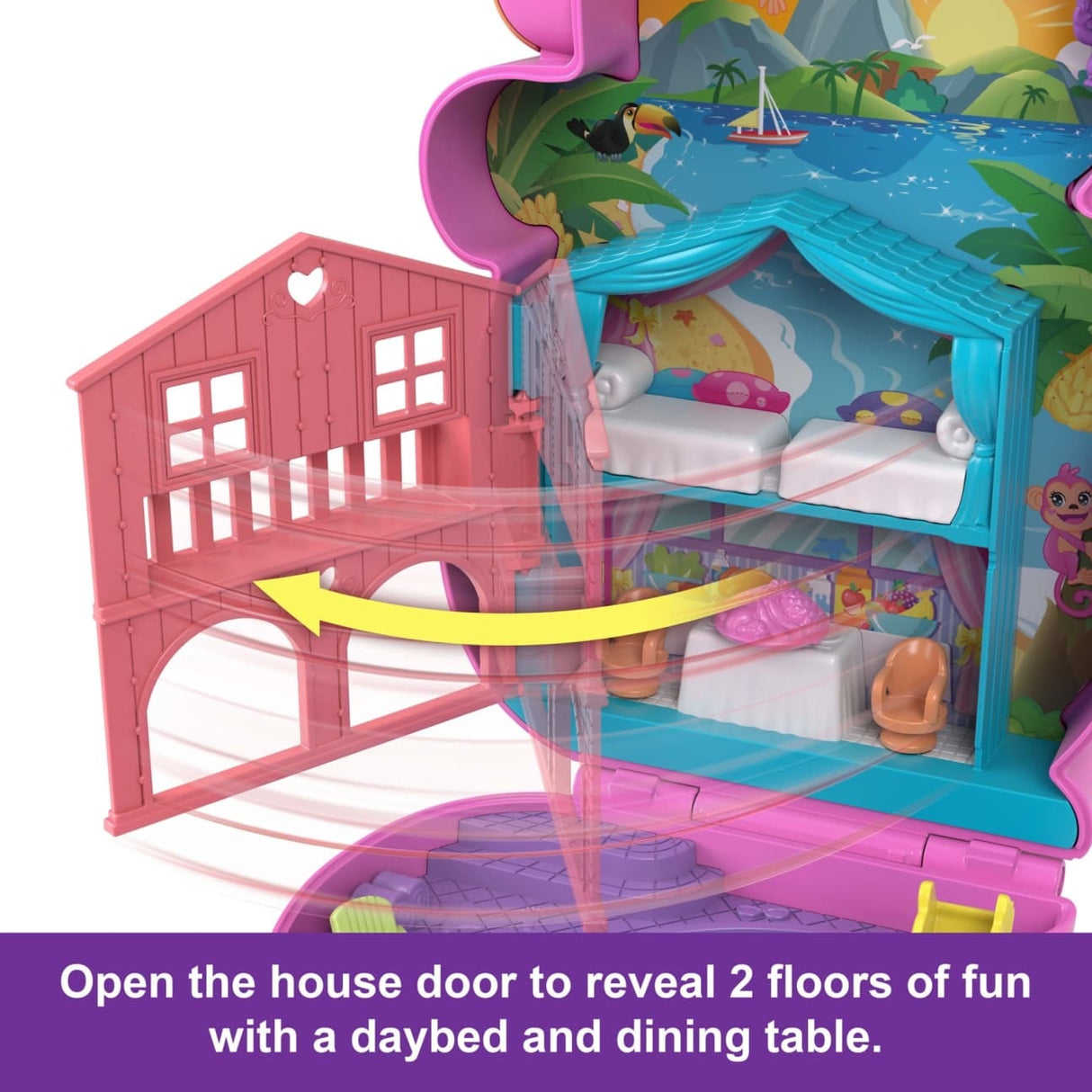 Polly Pocket Momma Monkey & Baby Playset with 2 Micro Dolls