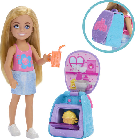 Barbie Chelsea Family & Friends Cupcake Baking Backpack Doll And Accessories