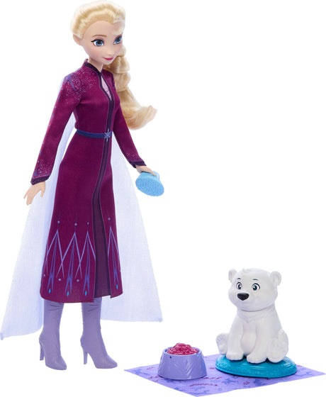 Disney Frozen Elsa Fashion Doll & Polar Bear Cub Figure with 4 Nurturing Accessories