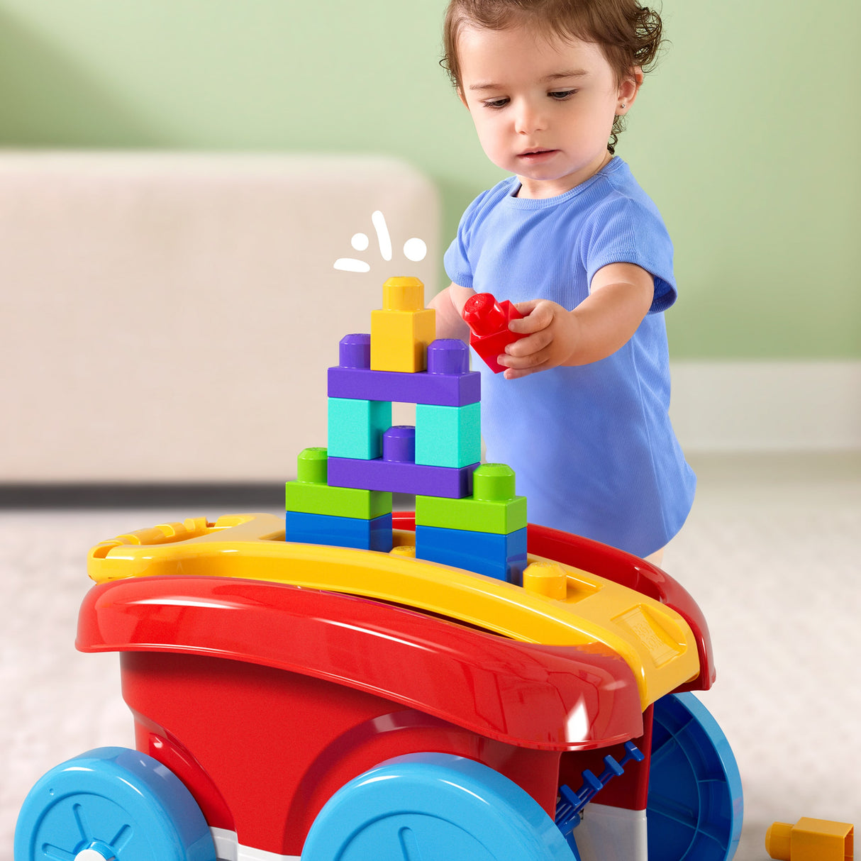 MEGA BLOKS First Builders Block Scooping Wagon with Storage (20 Pieces) for Toddlers