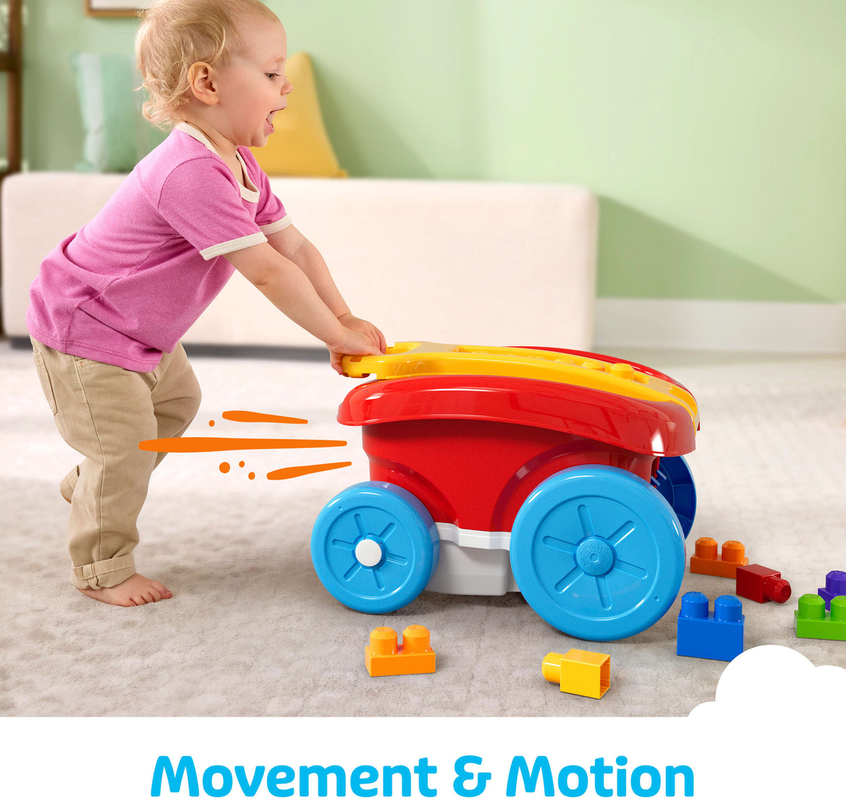 MEGA BLOKS First Builders Block Scooping Wagon with Storage (20 Pieces) for Toddlers