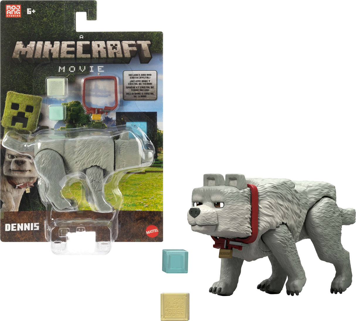Minecraft Dennis the Wolf Action Figure & Accessories, 3.25-inch Toy Set Inspired by A Movie