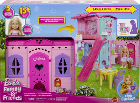 Barbie Chelsea Family & Friends Pop-Up House Playset & Doll