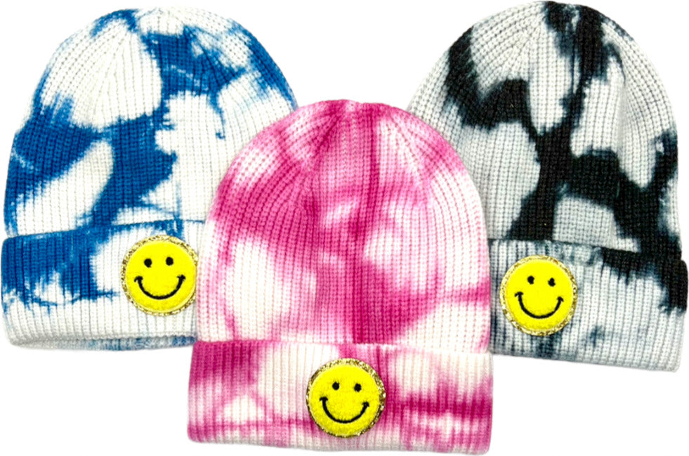 Varsity Smiley Tie Dye Beanies (assorted)