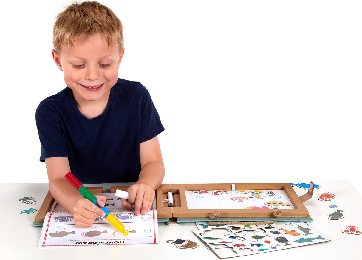 Natural Play: Play, Draw, Create Reusable Drawing & Magnet Kit - Ocean