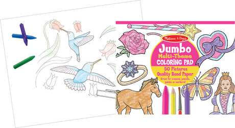 Jumbo 50-Page Kids' Coloring Pad - Horses, Hearts, Flowers, and More