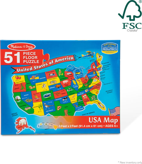 U.S.A. (United States) Map Floor Puzzle - 51 Pieces