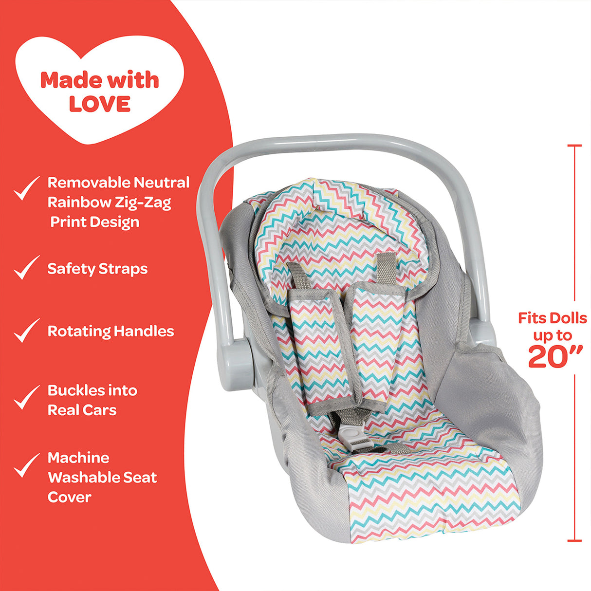 Adora Zig Zag Rainbow Doll Car Seat