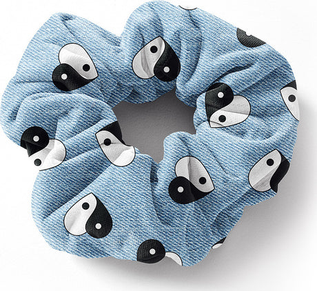 Denim Yin Yang Print Scrunchie