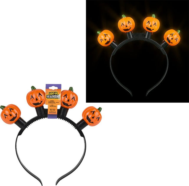 8" Light-Up Jack O Lantern Bulb Headband 