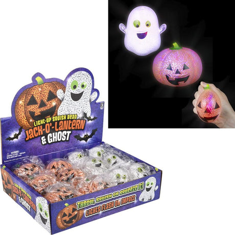 Light-Up Squish Bead Jack O Lantern and Ghost 3" (assortment - sold individually)