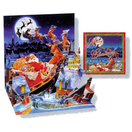 Christmas Greeting Card Santa's Sleigh Pop-Up